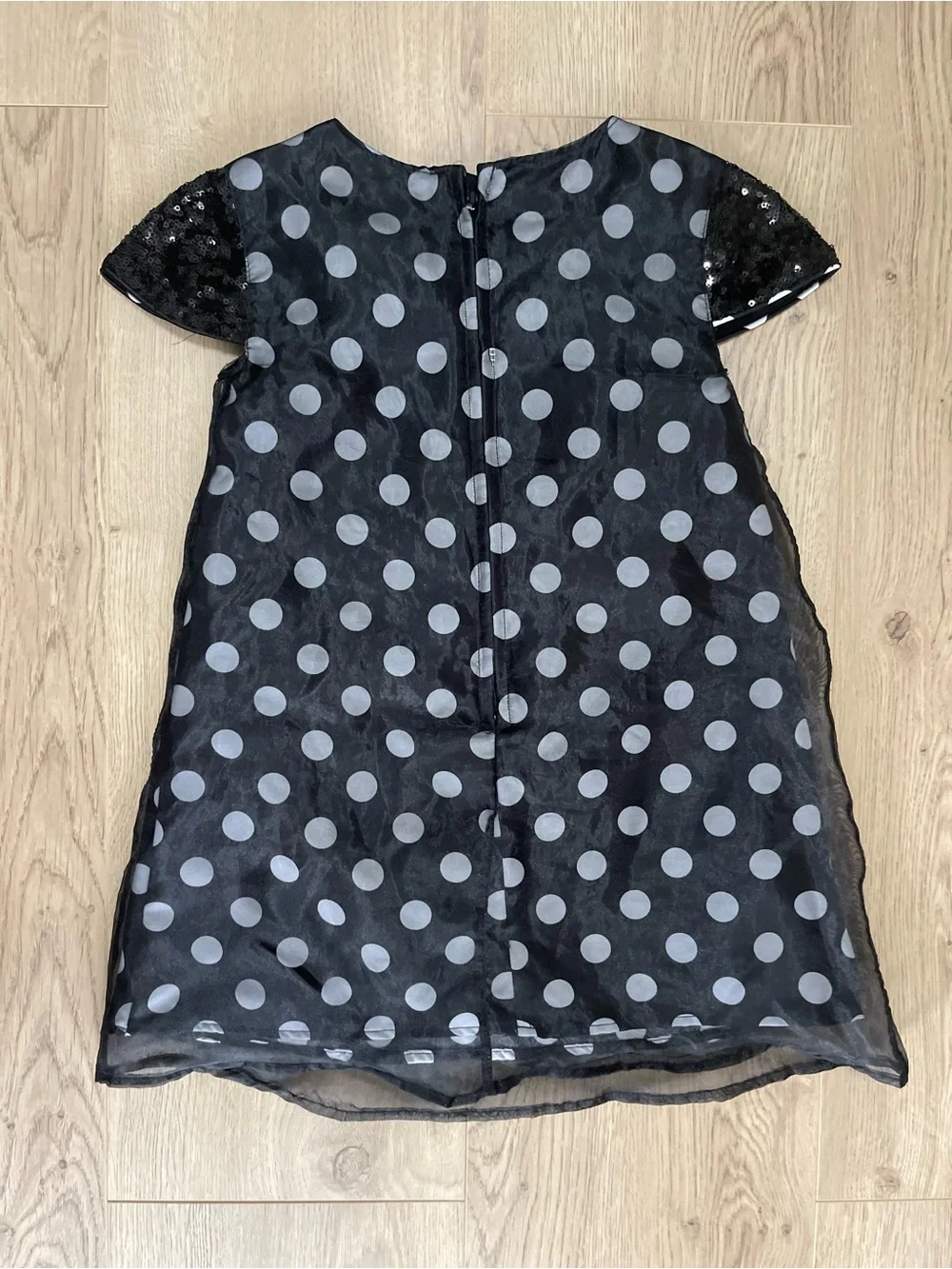 Disney Kids Black Polka Dot Dress with Red Bow Accent (4)
